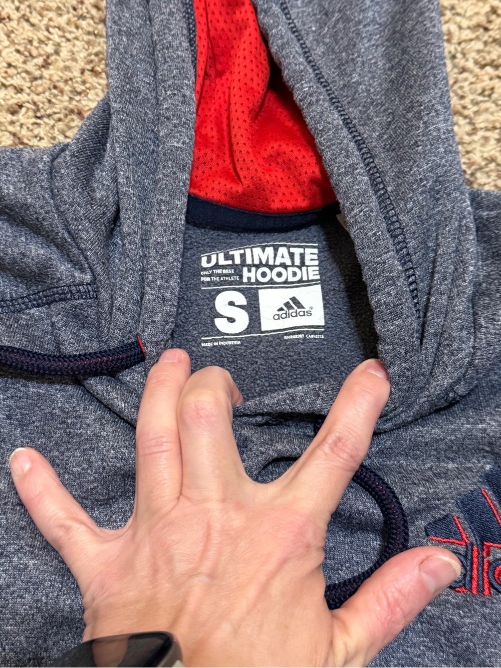 adidas Heather Navy Climawarm Ultimate Hoodie Mens Small - Picture 2 of 7